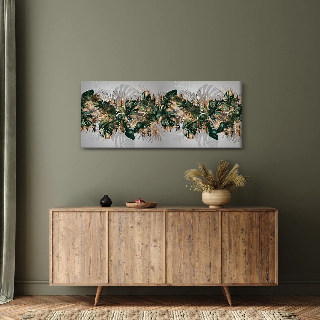 Kép - Gold-green, trópusi levelek (120x50 cm)
