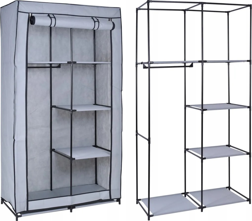 Mira textil szekrény 6 polccal szürke