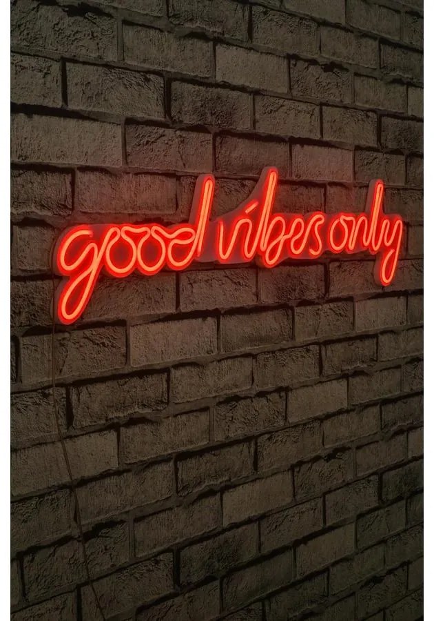 Műanyag LED-es fali dekoráció, Good Vibes Only - Red