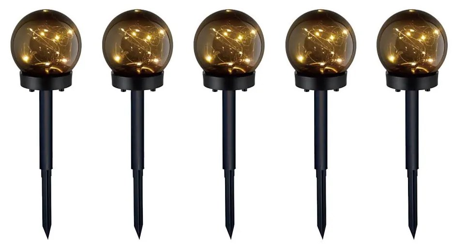 Kobi KÉSZLET 5x LED Napelemes lámpa 5xLED/0,12W/1,2V 3000K IP44 fekete KB0361
