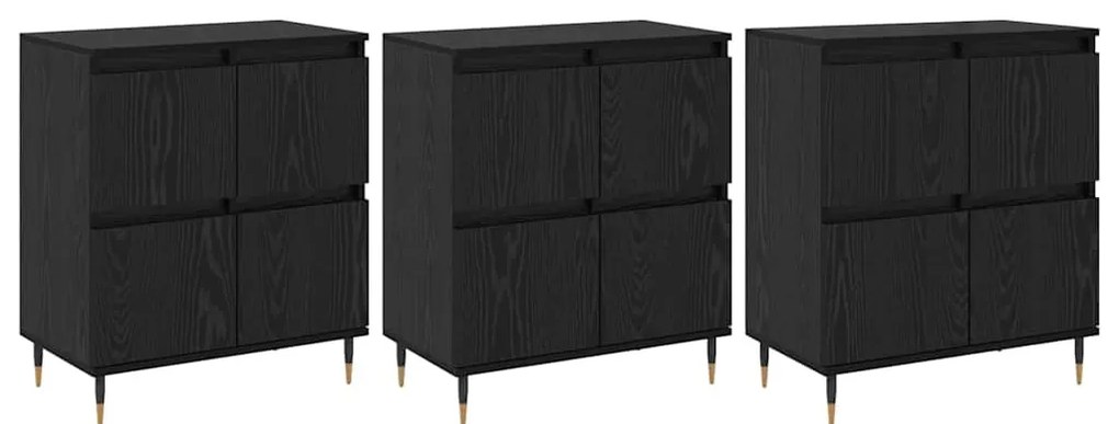 Oldalszekrények 3 pcs Musta tammi 180 x 35 x 70 cm Faanyag