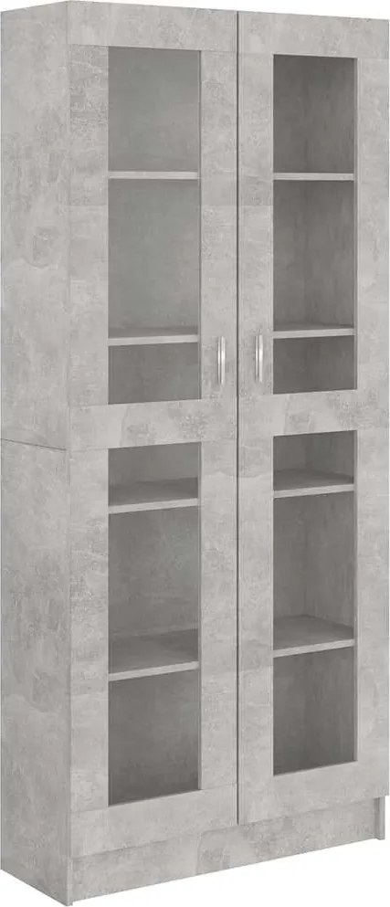 vidaXL betonszürke szerelt fa vitrinszekrény 82,5 x 30,5 x 185,5 cm