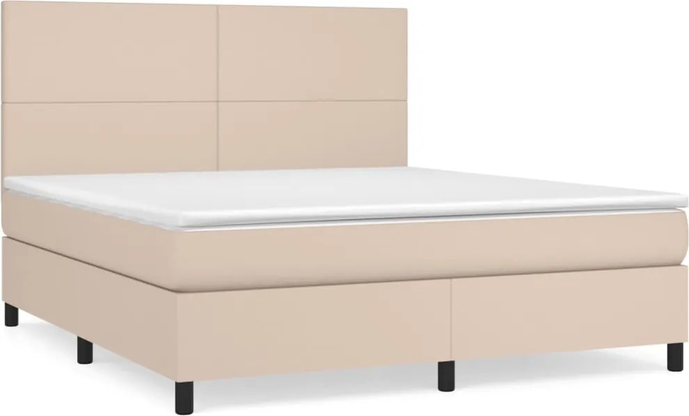 vidaXL cappuccino színű műbőr rugós ágy matraccal 160 x 200 cm