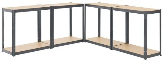 Juskys 2 db 160x90x40 cm-es polcból álló készlet - ezüst színű