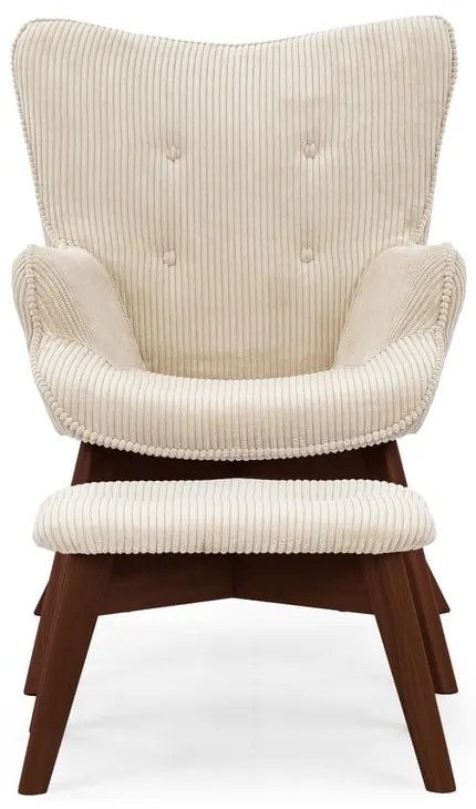 Bézs kordbársony fotel lábtartóval Niko – Ropez