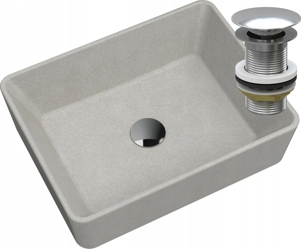 Mosdókagyló Gránit Asztali Bézs Parafa Króm