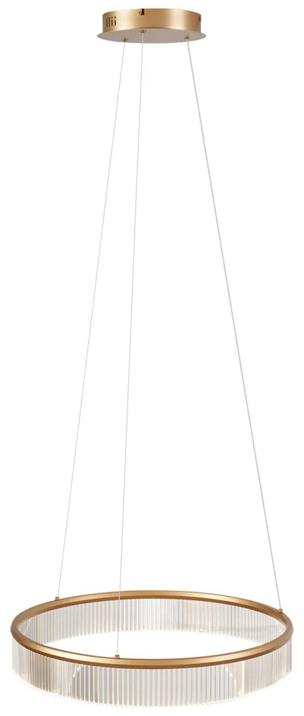 Modern függőlámpa sárgaréz 59cm LED-del, 3 lépésben dimmelhető - Anello csillár