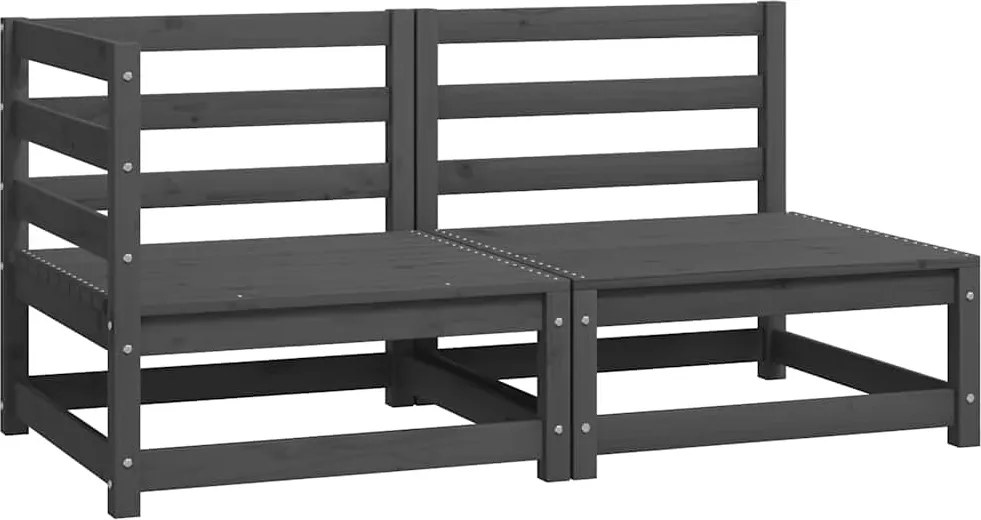 vidaXL 2 részes szürke tömör fenyőfa kerti ülőgarnitúra