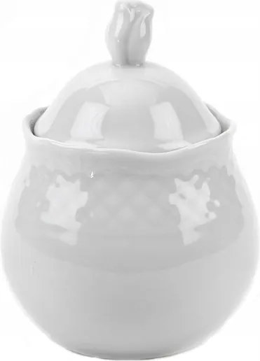 Cukortartó Aphrodité fedővel, fehér