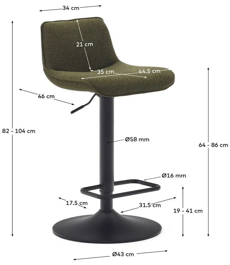 Sötétzöld bárszék szett 2 db-os 103 cm Zenda – Kave Home