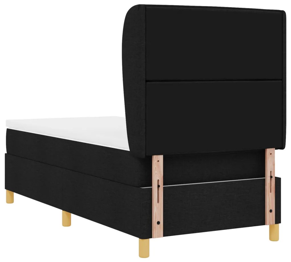 Boxspring Ágy Matrac nélkül Fekete 80x200 cm Szövet
