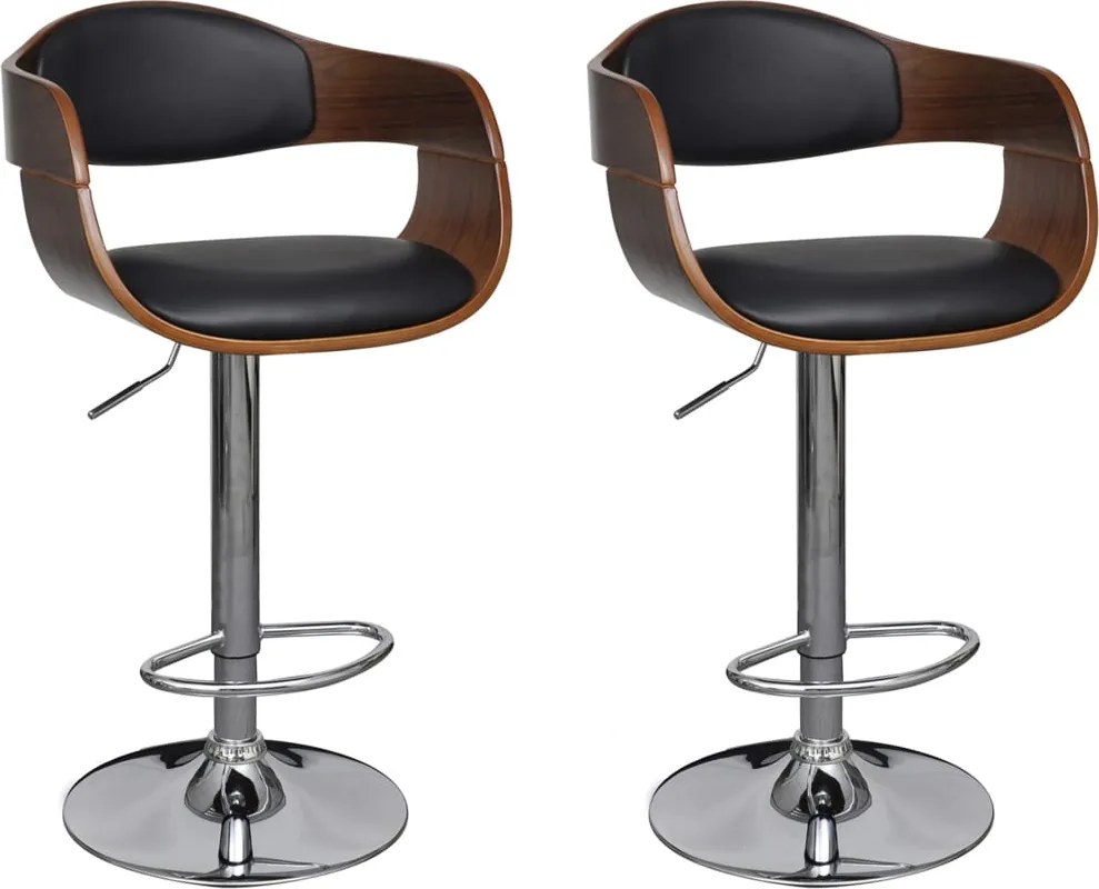 vidaXL 3052716 Bar Stools 2 pcs Black Bent Wood and Faux Leather (2x241053)