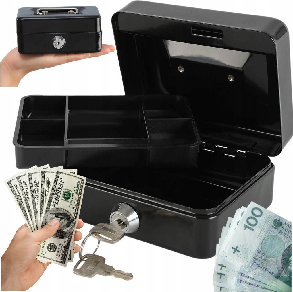 Pénzkazetta Fém Széf Bankjegyek Kártya Nagy XXL Montessa