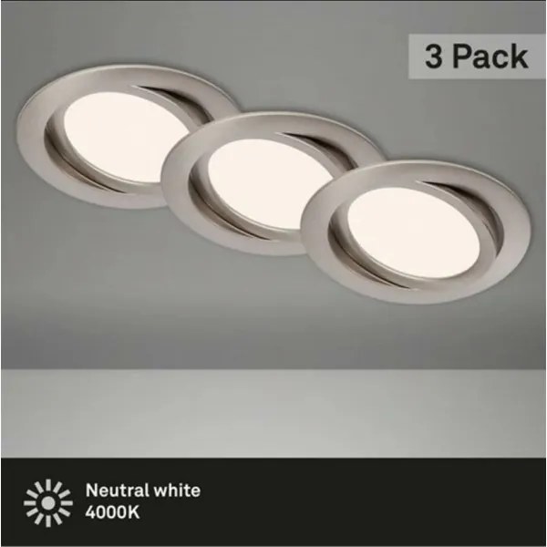 Briloner 7116-432 - KÉSZLET 3x LED Fürdőszobai lámpa FLAT IN LED/9W/230V IP23