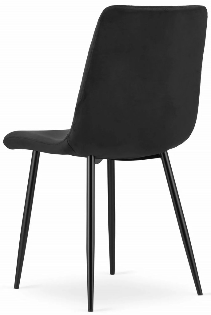 Fekete étkezőszék TURIN bársony fekete lábakkal