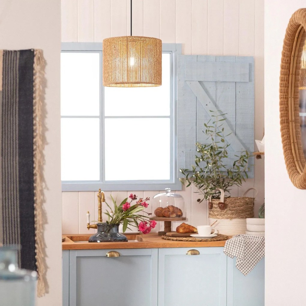 Toolight Szerszámlámpa BOHO, mennyezeti lámpa 25cm átmérővel 1xE27 APP1323-1CP, fekete-barna, OSW-02410