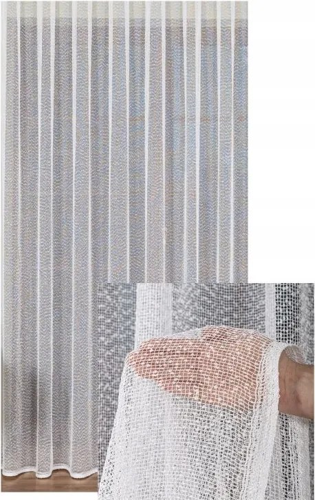 Függöny Háló Bolyhos Varrás Sűrű Fehér Praktikus Szalaggal Sz.220x200