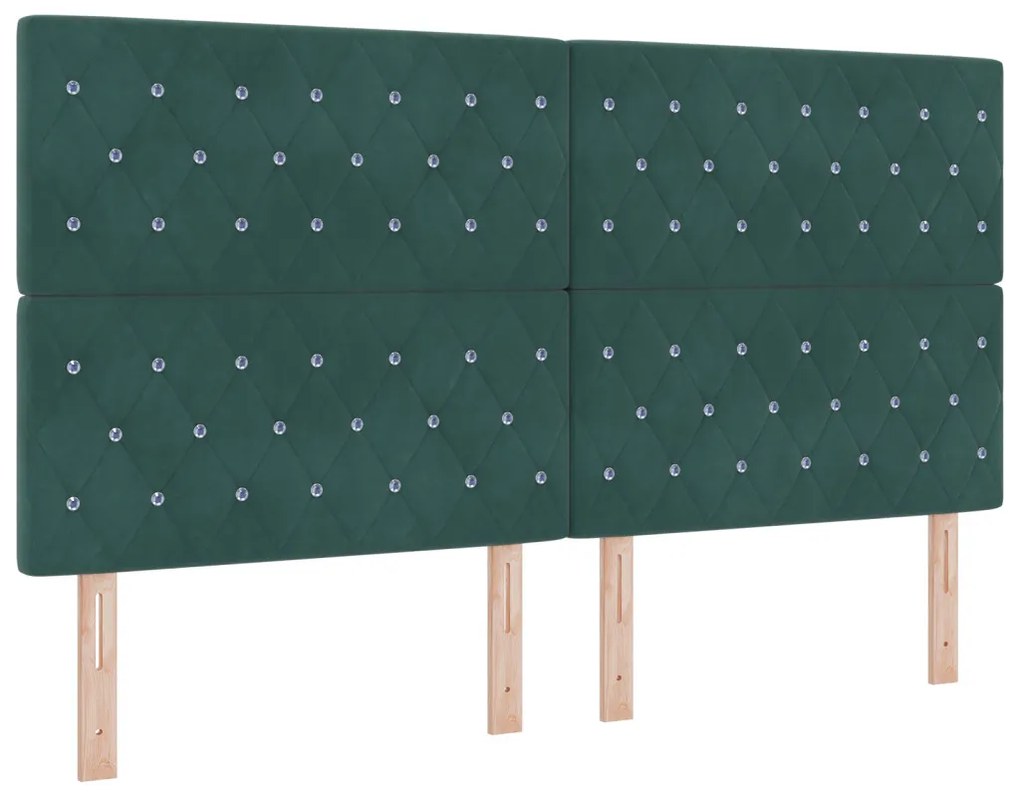 Boxspring Ágy Mattal Sötét Zöld Szuper Király Bársony
