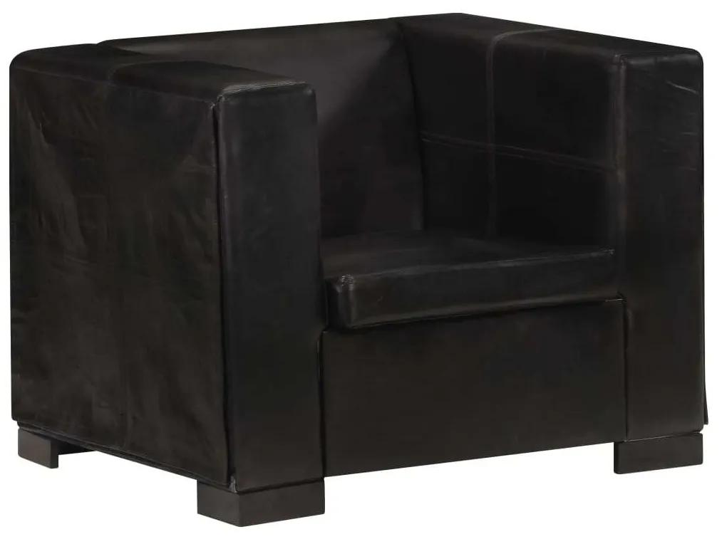 vidaXL fekete valódi bőr egyszemélyes kanapé