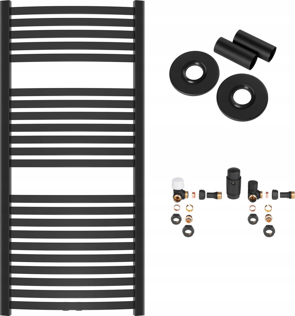 Fekete létra radiátor fürdőszobába, tartozékokkal