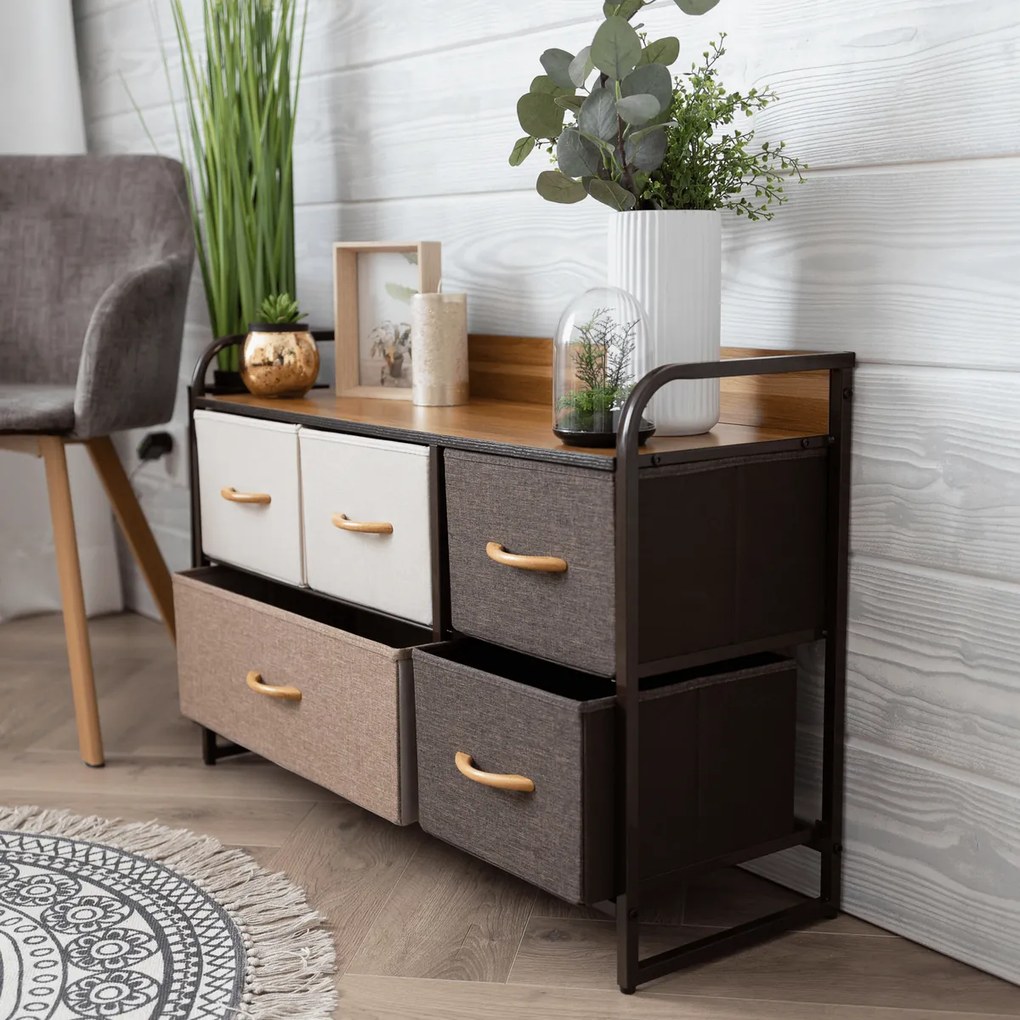 HAZEL TYP 4 szekrény szövet fiókokkal, barna, S