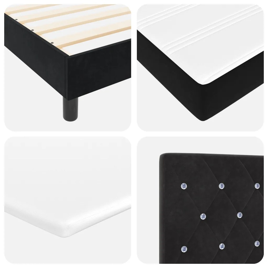 Boxspring Ágy Matracokkal Fekete 90x190 cm Bársonyos