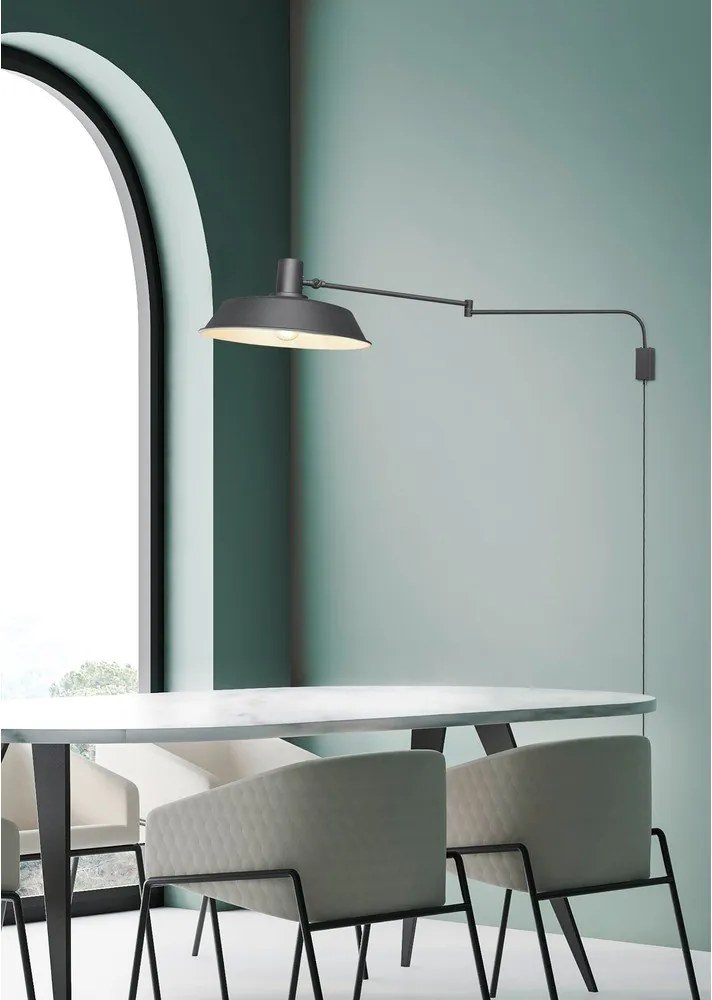 Matt fekete konnektorhoz csatlakoztatható fali lámpa hajlítható szerkezettel ø 35,5 cm Bolder – Trio