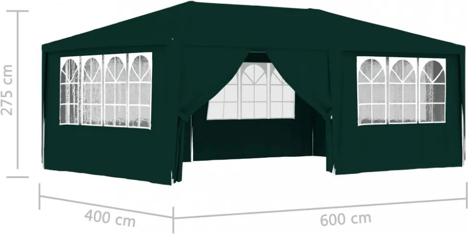 zöld rendezvénysátor oldalfalakkal 4 x 6 m 90 g/m²