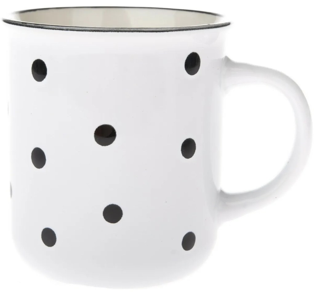 6 darab fekete pöttyös kerámia bögre szett 350 ml