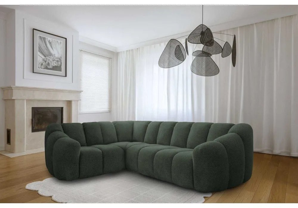 Sötétzöld sarokkanapé (bal oldali-L alakú) Shell – Miuform