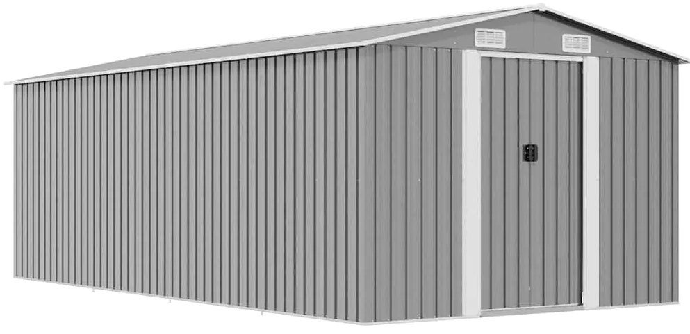 vidaXL szürke fém kerti fészer 257 x 489 x 181 cm