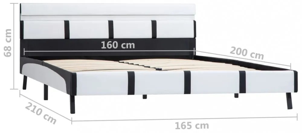 fehér LED-es műbőr ágykeret 160 x 200 cm