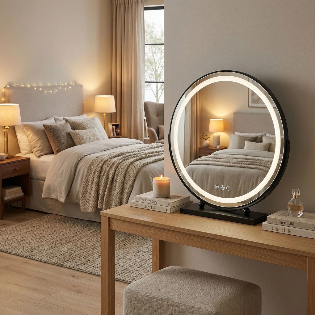 Rea Rea, LED SMINKTÜKÖR Fekete 50 cm, HOM-12022