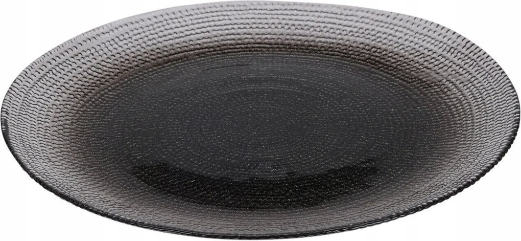 Desszerttartó Lapos Üvegtányér Antracit Lakris Mintával 1,5 X 21 CM