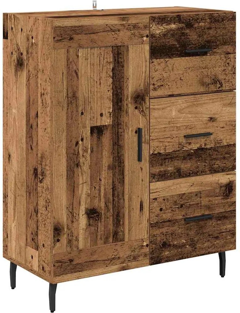 vidaXL Széf fiókkal Öreg fa 69,5 x 34 x 90 cm Műszaki fa és vas