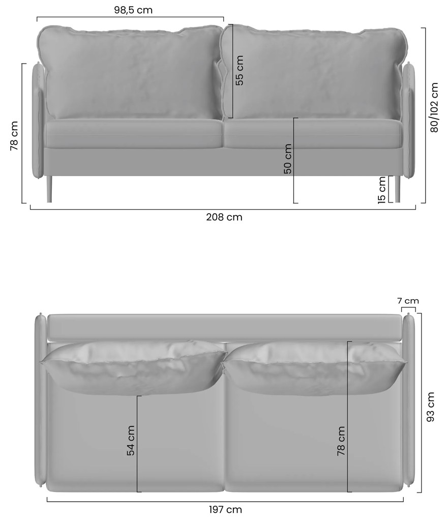 Taila kinyitható kanapé - Loft 01 / arany lábak