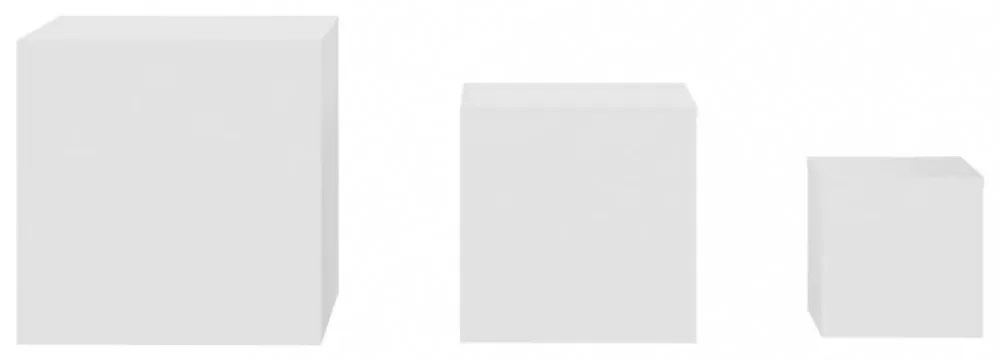 3 db fehér, rétegelt fa kisasztal