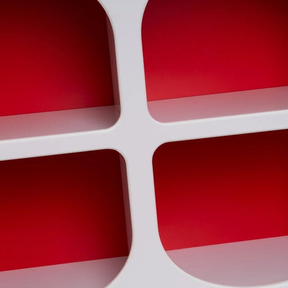 Piros-fehér könyvespolc 76x70 cm – Casa Selección