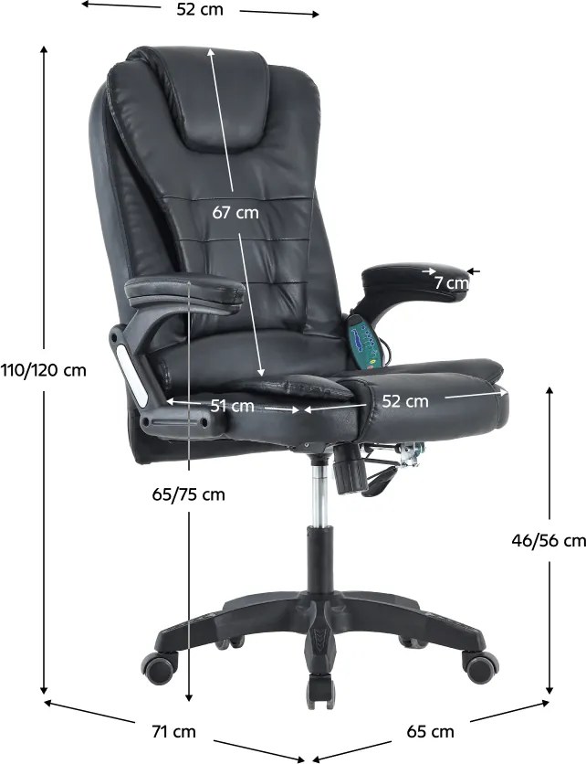 Irodai szék masszázs funkcióval, fekete, TYLER NEW