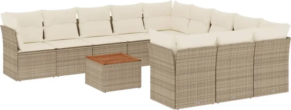 vidaXL 12 részes bézs polyrattan kerti ülőgarnitúra párnákkal