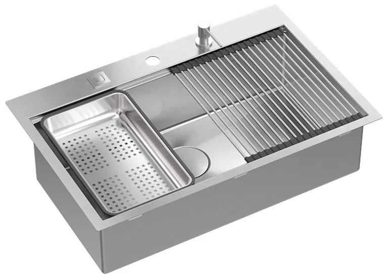 Acél mosogatótálca BURT 110 WORKSTATION BRUSH NICKEL