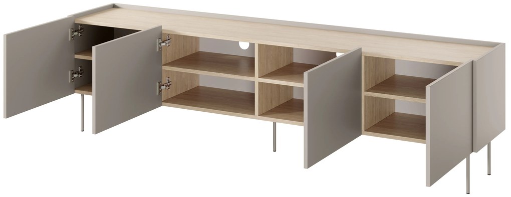 Desin TV-szekrény fém lábakkal 220 cm - kasmír / nagano tölgy