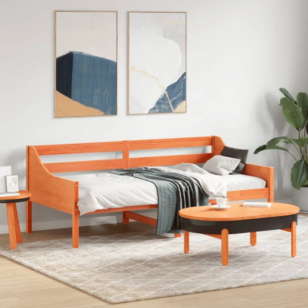 kanapéágy ágy matrac viaszbarna 75x190 cm tömör fa fenyőfa