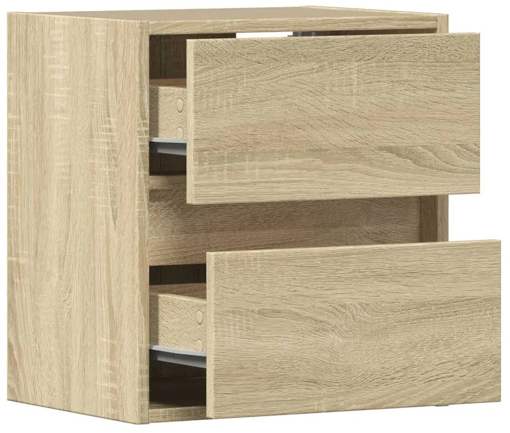 2 db sonoma tölgy színű fali TV-szekrény LED-del 41x31x45 cm