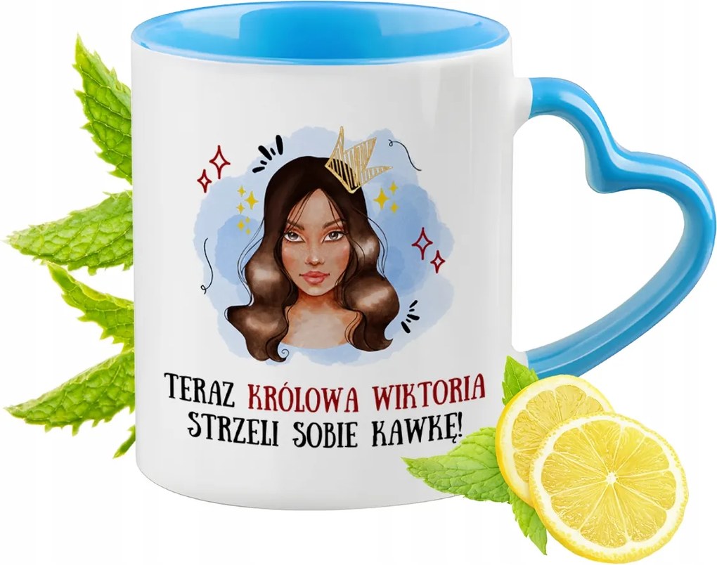 Viktória Kék Bögre Szív Alakú Füllel Kávé Ajándék