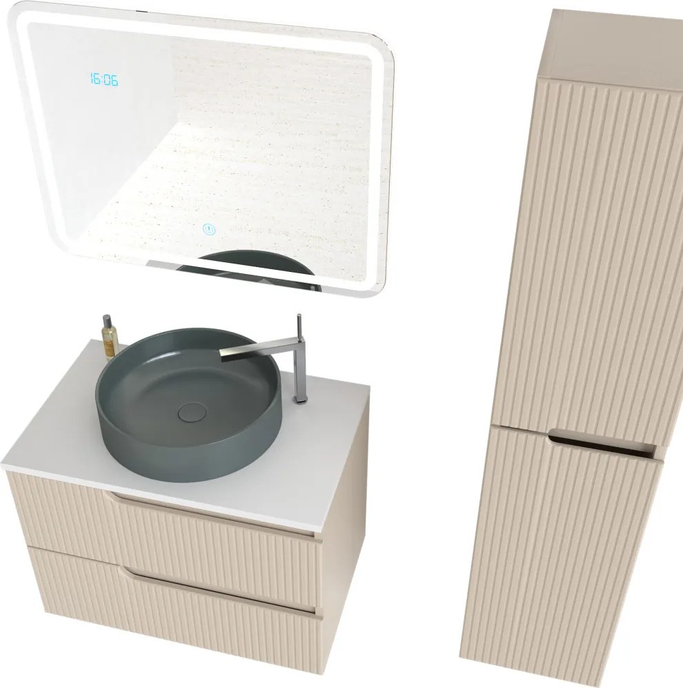 Piramida EURIDIKA fali fürdőszobabútor - mosdópult mosdó nélkül -2 fiókos - PINO BÉZS - 65 x 48 x 53 cm