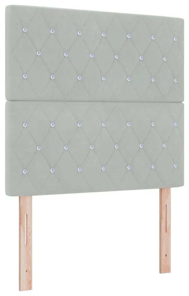 Bársony Fejtámla Argyle Világosszürke 100 cm Bársony