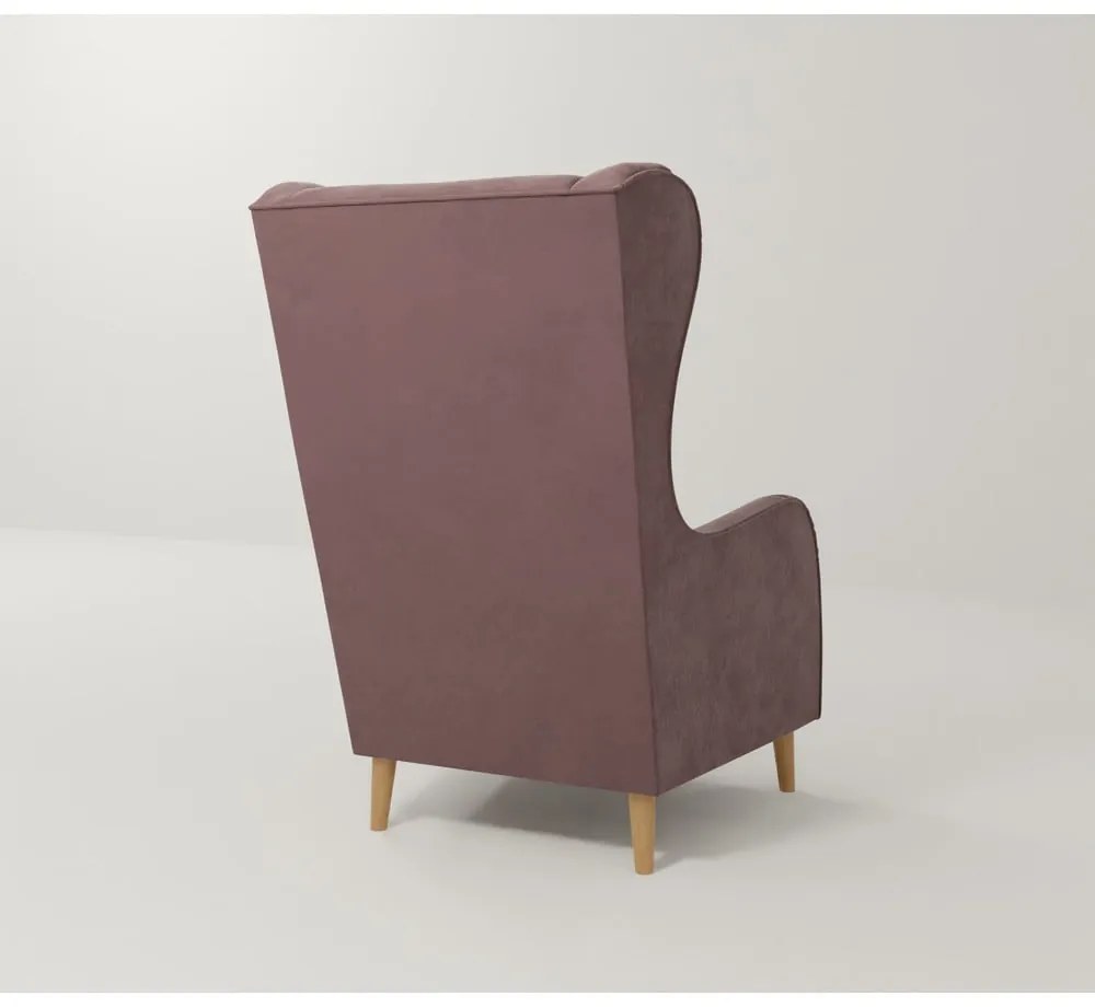 Rózsaszín bársony füles fotel Carole – Ropez