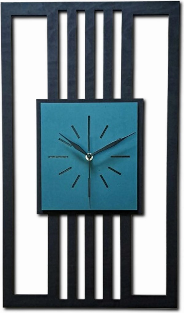 Nagy Falióra,geometrikus,ipari,fából Készült,lamellák,sötétzöld