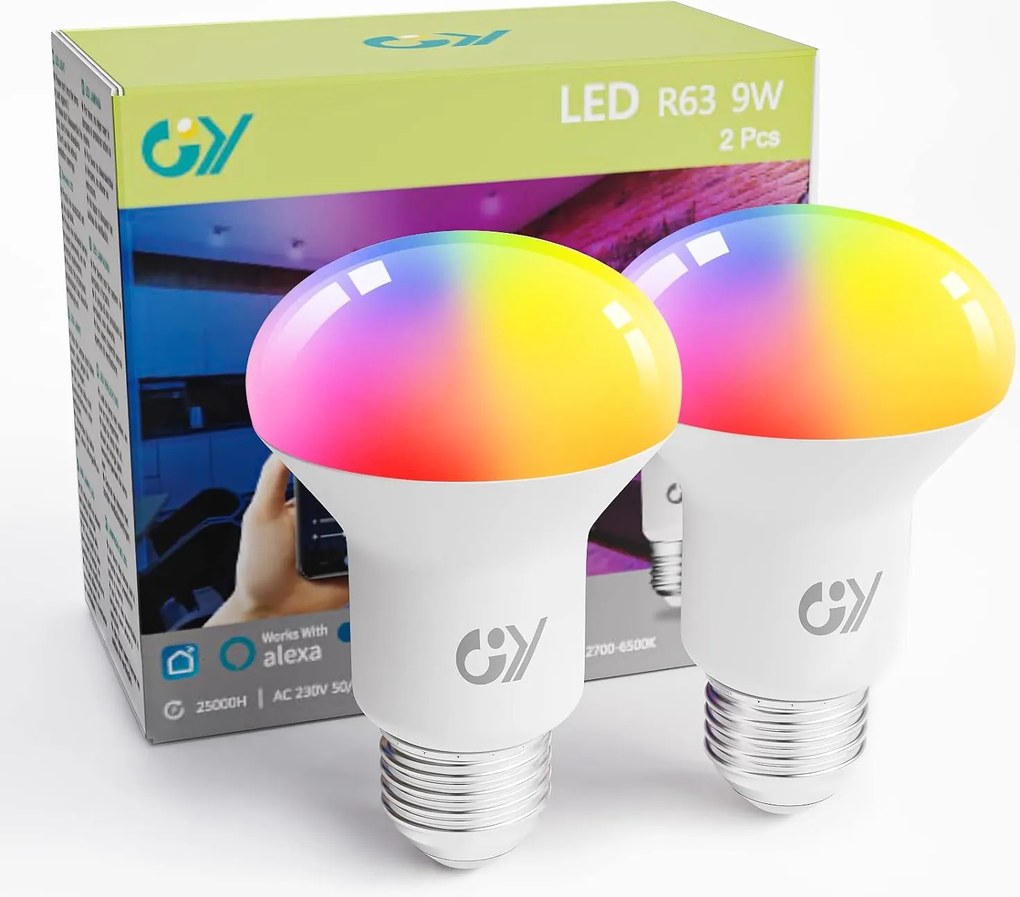 Smart Led Izzó E27 Alexa Wifi R63-2 Rgb 9W 820 Lumen 2 darabos szett Gy
